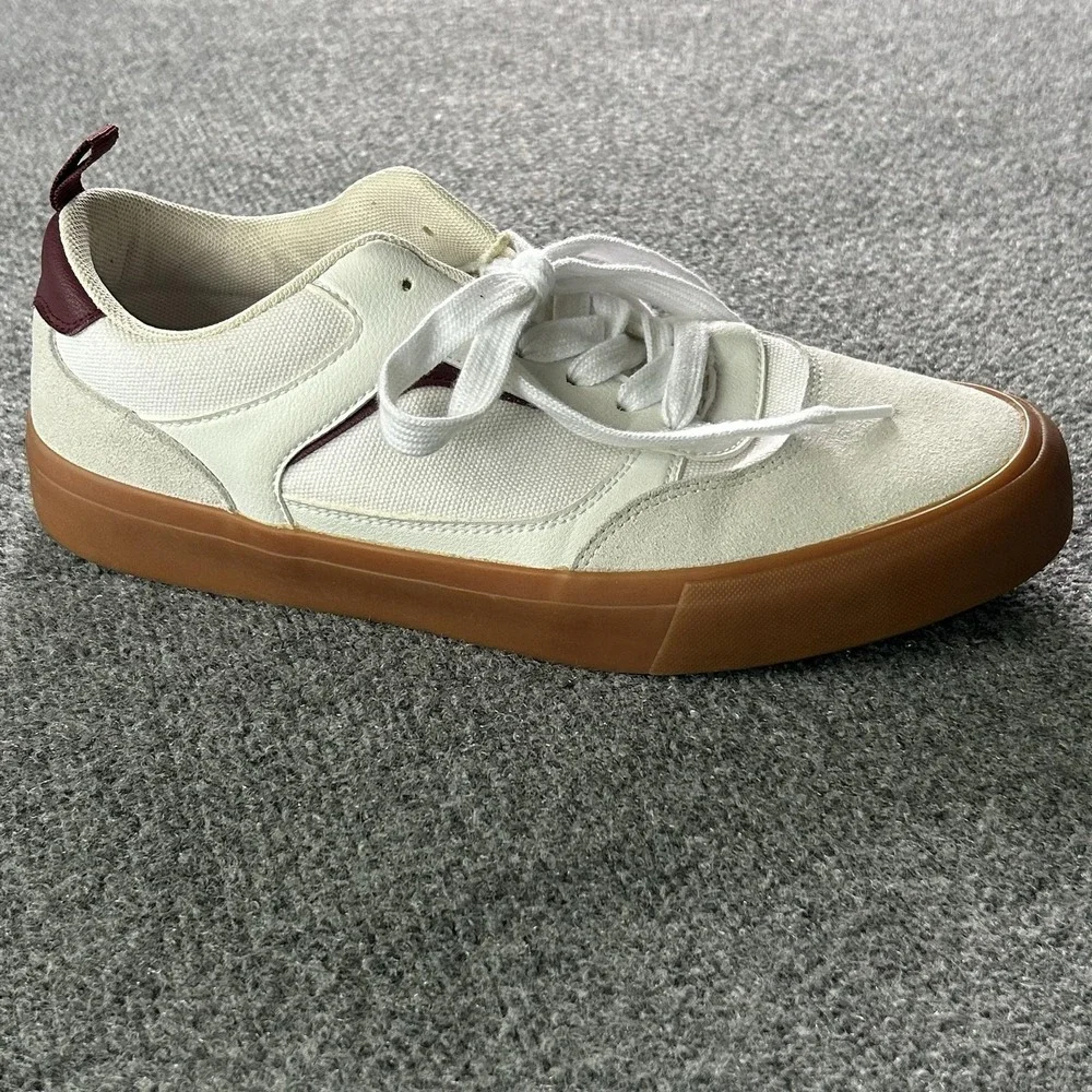 Airwalk Huntington Men 9.5 White‎ Canvas Suede Gum Sole Skate Sneakers